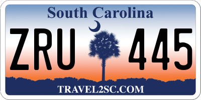 SC license plate ZRU445