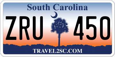 SC license plate ZRU450