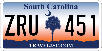 SC license plate ZRU451