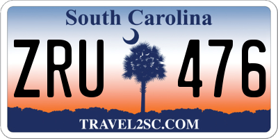 SC license plate ZRU476