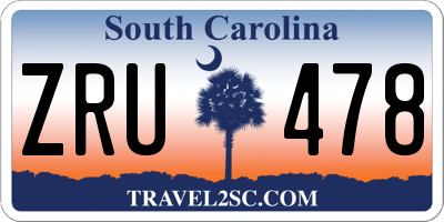 SC license plate ZRU478