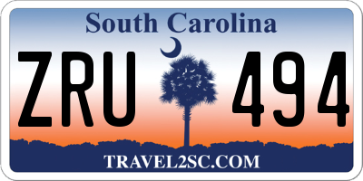 SC license plate ZRU494