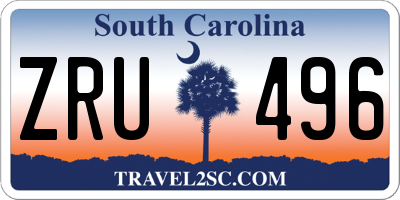 SC license plate ZRU496