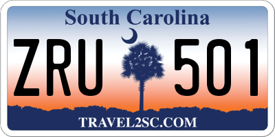 SC license plate ZRU501
