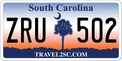 SC license plate ZRU502
