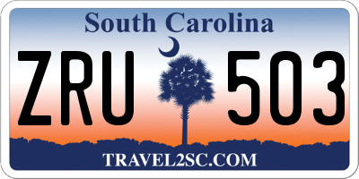 SC license plate ZRU503