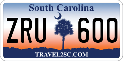 SC license plate ZRU600