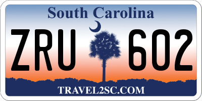 SC license plate ZRU602