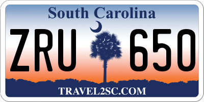 SC license plate ZRU650