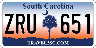 SC license plate ZRU651