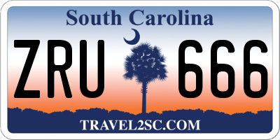 SC license plate ZRU666