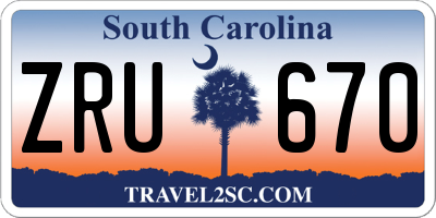 SC license plate ZRU670