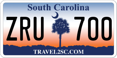 SC license plate ZRU700