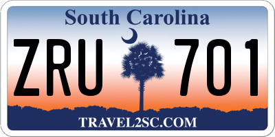 SC license plate ZRU701