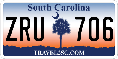SC license plate ZRU706