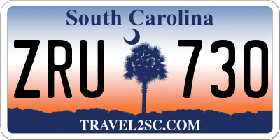 SC license plate ZRU730