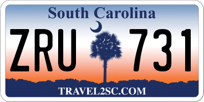 SC license plate ZRU731