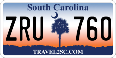 SC license plate ZRU760