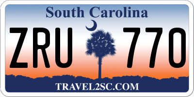 SC license plate ZRU770