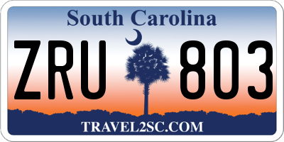 SC license plate ZRU803