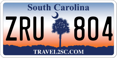 SC license plate ZRU804