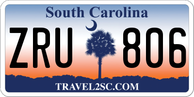 SC license plate ZRU806