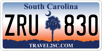 SC license plate ZRU830