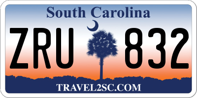 SC license plate ZRU832