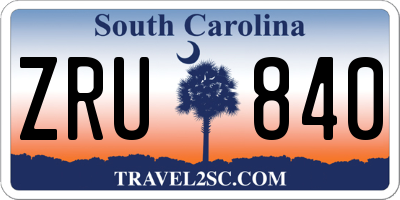 SC license plate ZRU840