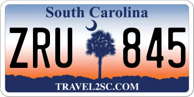 SC license plate ZRU845