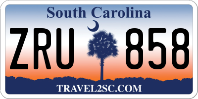 SC license plate ZRU858