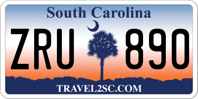 SC license plate ZRU890