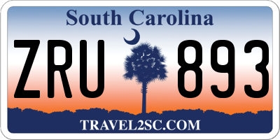 SC license plate ZRU893