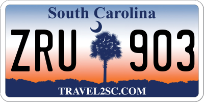 SC license plate ZRU903