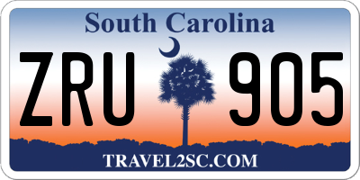 SC license plate ZRU905