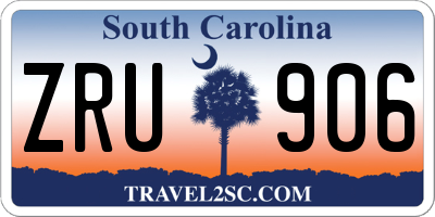 SC license plate ZRU906