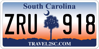 SC license plate ZRU918