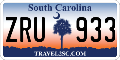 SC license plate ZRU933