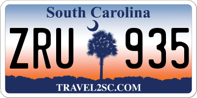 SC license plate ZRU935