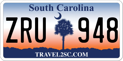 SC license plate ZRU948