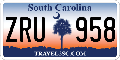 SC license plate ZRU958