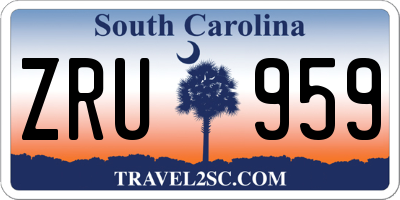 SC license plate ZRU959