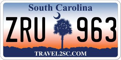 SC license plate ZRU963