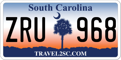 SC license plate ZRU968