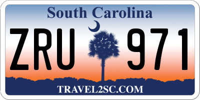 SC license plate ZRU971