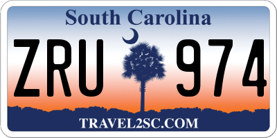 SC license plate ZRU974