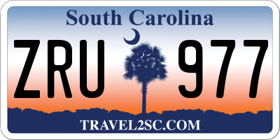 SC license plate ZRU977
