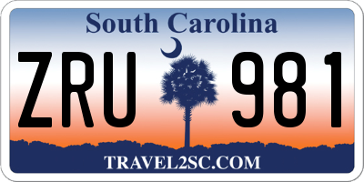 SC license plate ZRU981