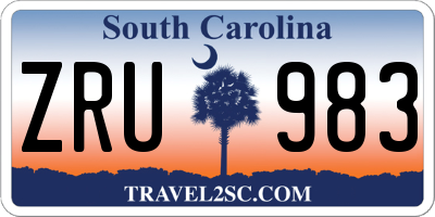 SC license plate ZRU983