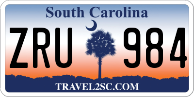 SC license plate ZRU984